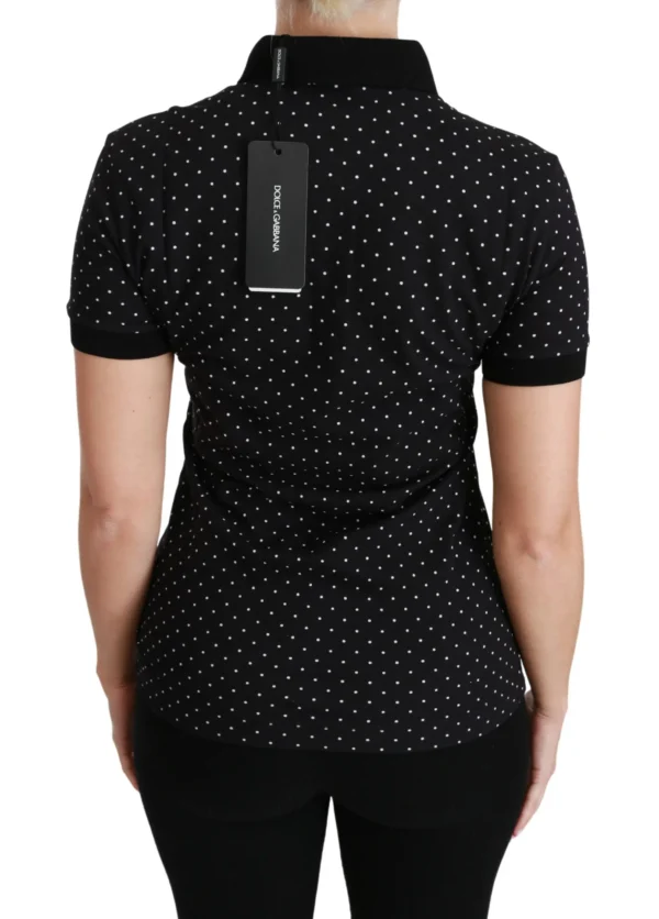 Dolce & Gabbana Women's Elegant Black Dotted Polo Shirt