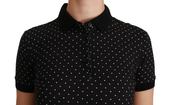 Dolce & Gabbana Women's Elegant Black Dotted Polo Shirt