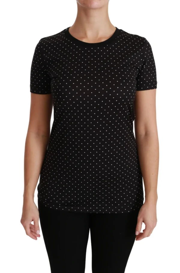 Dolce & Gabbana Women's Chic Black Dotted Crewneck Cotton Tee
