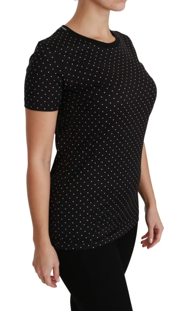 Dolce & Gabbana Women's Chic Black Dotted Crewneck Cotton Tee