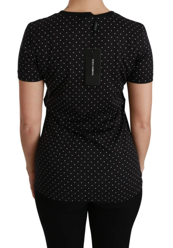 Dolce & Gabbana Women's Chic Black Dotted Crewneck Cotton Tee