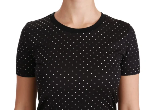 Dolce & Gabbana Women's Chic Black Dotted Crewneck Cotton Tee