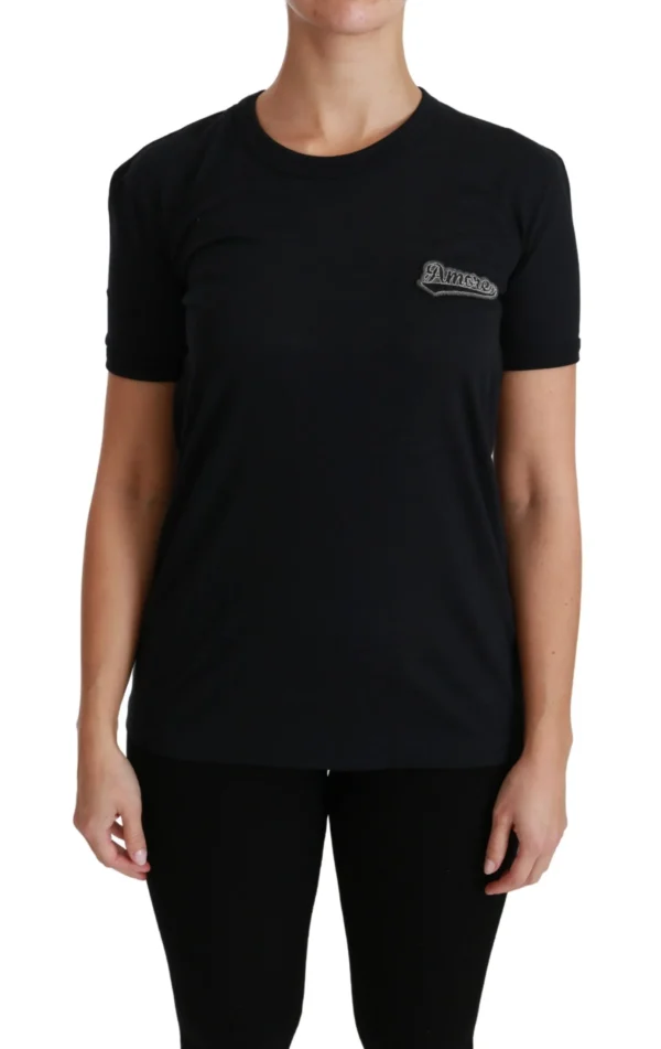 Dolce & Gabbana Women's Elegant Crewneck Blue Amore Tee