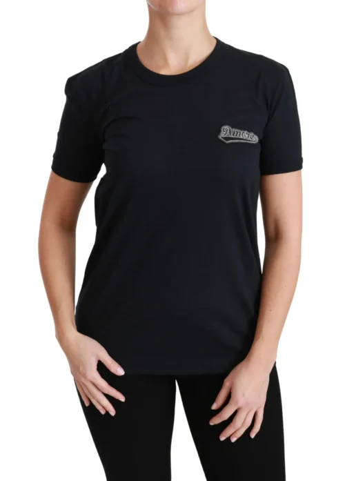 Dolce & Gabbana Women's Elegant Crewneck Blue Amore Tee