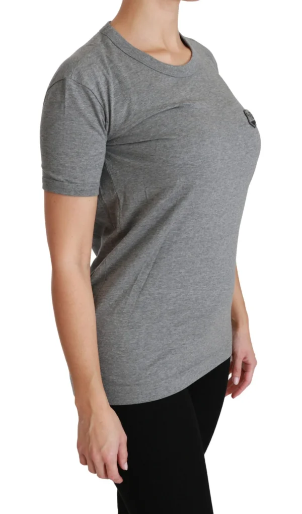 Dolce & Gabbana Women's Chic Gray Amore Patch Crewneck Tee