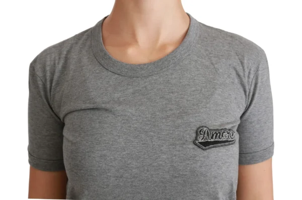 Dolce & Gabbana Women's Chic Gray Amore Patch Crewneck Tee