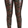 Dolce & Gabbana Women's Elegant Bronze Leaf Metallic Trousers