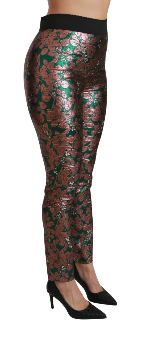 Dolce & Gabbana Women's Elegant Bronze Leaf Metallic Trousers
