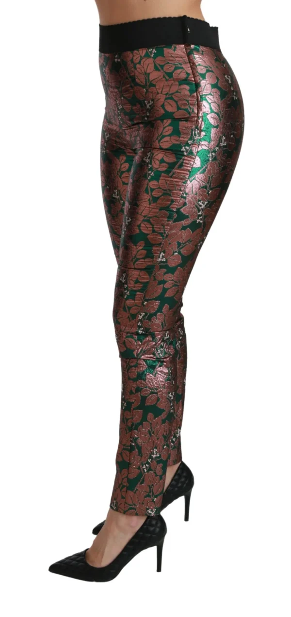 Dolce & Gabbana Women's Elegant Bronze Leaf Metallic Trousers