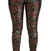 Dolce & Gabbana Women's Elegant Bronze Leaf Metallic Trousers