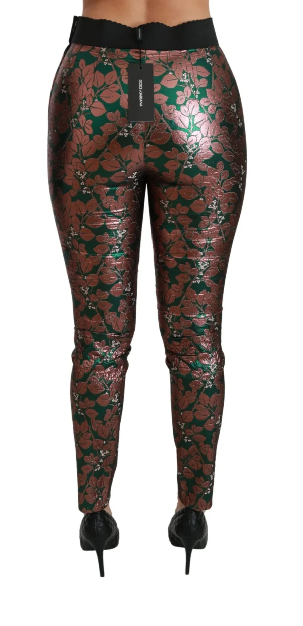 Dolce & Gabbana Women's Elegant Bronze Leaf Metallic Trousers