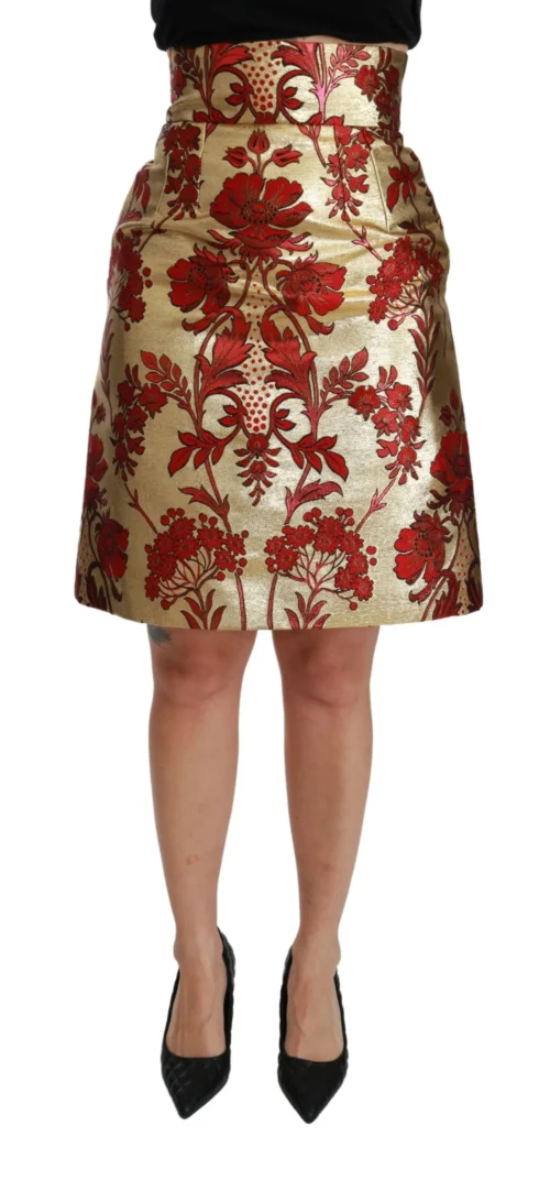 Dolce & Gabbana Women's Opulent Gold Floral Jacquard Skirt