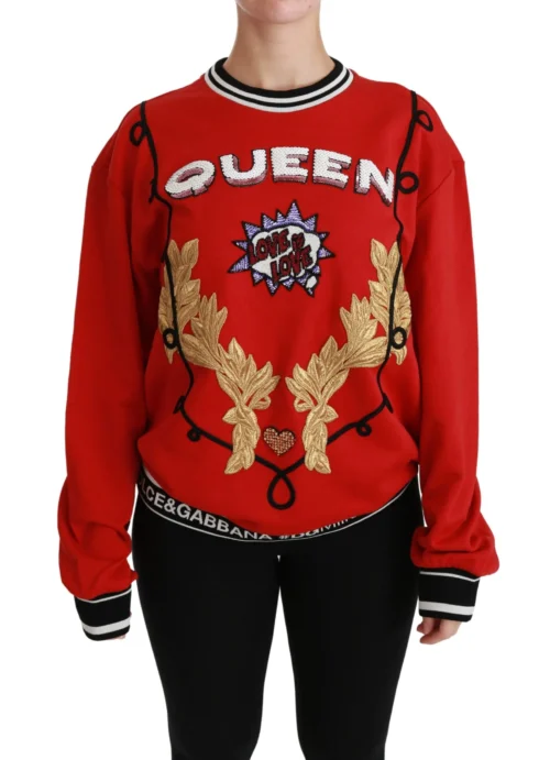 Dolce & Gabbana Women's Radiant Red Sequined Crew Neck Sweater