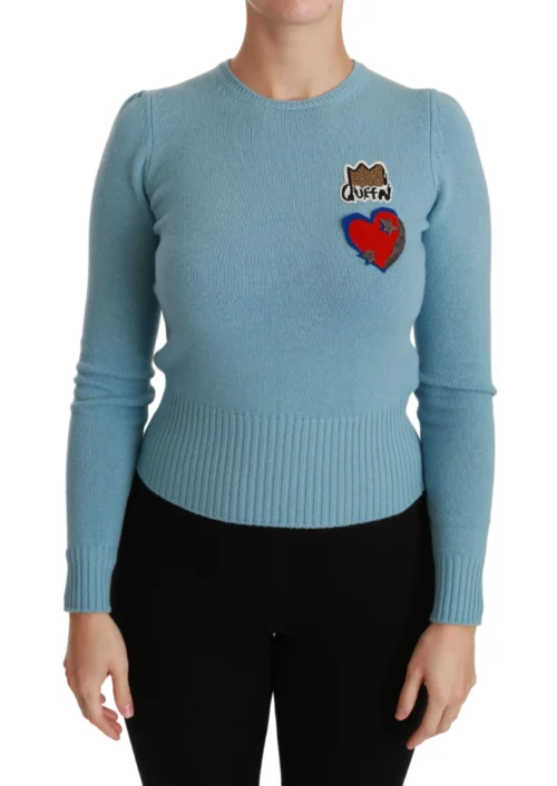 Dolce & Gabbana Women's Queen Heart Beaded Wool Sweater