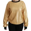 Dolce & Gabbana Women's Elegant Gold Crew Neck Cotton Sweater