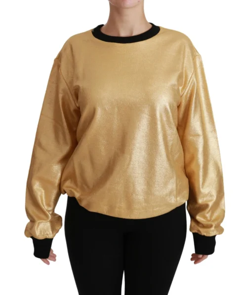 Dolce & Gabbana Women's Elegant Gold Crew Neck Cotton Sweater