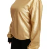 Dolce & Gabbana Women's Elegant Gold Crew Neck Cotton Sweater