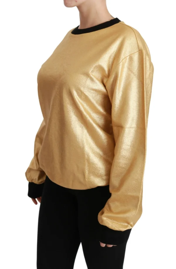 Dolce & Gabbana Women's Elegant Gold Crew Neck Cotton Sweater
