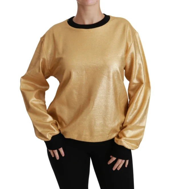 Dolce & Gabbana Women's Elegant Gold Crew Neck Cotton Sweater