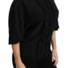 Dolce & Gabbana Women's Elegant Black Silk Short Sleeve Blouse