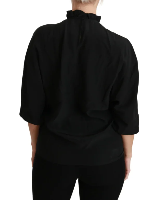 Dolce & Gabbana Women's Elegant Black Silk Short Sleeve Blouse