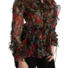 Dolce & Gabbana Women's Elegant Floral Silk Long Sleeve Blouse