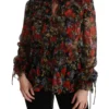 Dolce & Gabbana Women's Elegant Floral Silk Long Sleeve Blouse