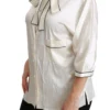 Dolce & Gabbana Women's Elegant Beige Silk Blouse with Bow Scarf
