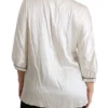 Dolce & Gabbana Women's Elegant Beige Silk Blouse with Bow Scarf