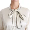 Dolce & Gabbana Women's Elegant Beige Silk Blouse with Bow Scarf