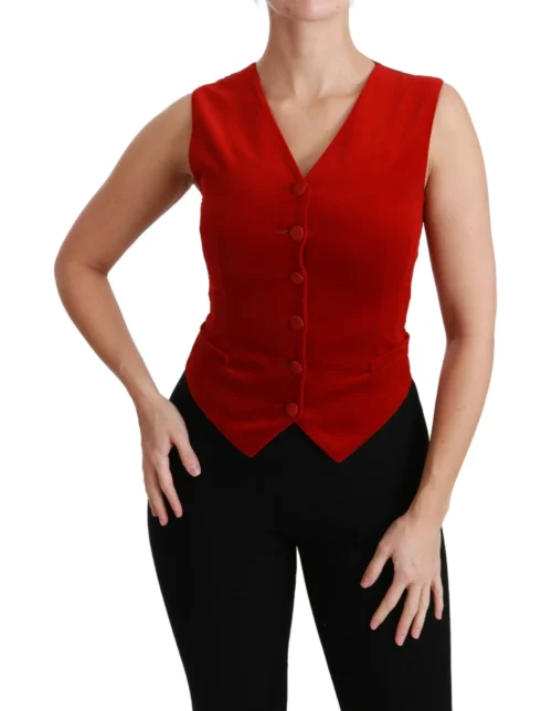 Dolce & Gabbana Women's Elegant Red Sleeveless Silk Blend Vest