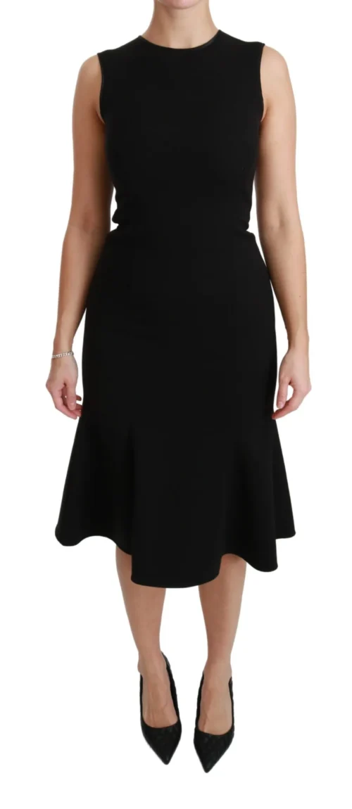 Dolce & Gabbana Women's Elegant Black Fit Flare Wool Blend Dress