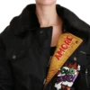 Dolce & Gabbana Women's Elegant Black Bomber Jacket with Detachable Features
