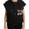 Dolce & Gabbana Women's Elegant Black Bomber Jacket with Detachable Features