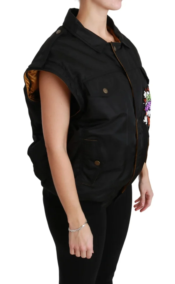 Dolce & Gabbana Women's Elegant Black Bomber Jacket with Detachable Features