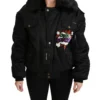 Dolce & Gabbana Women's Elegant Black Bomber Jacket with Detachable Features