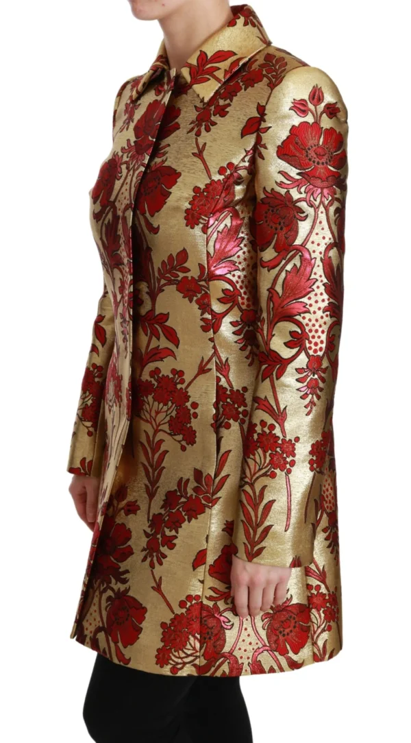 Dolce & Gabbana Women's Elegant Gold Floral Brocade Trench Coat