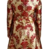 Dolce & Gabbana Women's Elegant Gold Floral Brocade Trench Coat