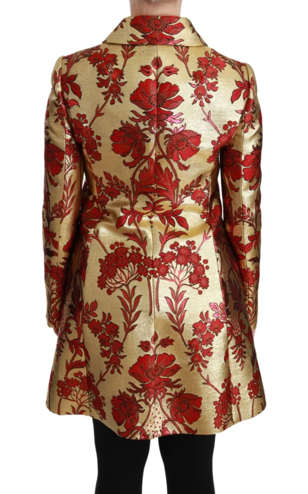 Dolce & Gabbana Women's Elegant Gold Floral Brocade Trench Coat