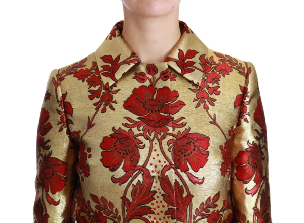 Dolce & Gabbana Women's Elegant Gold Floral Brocade Trench Coat