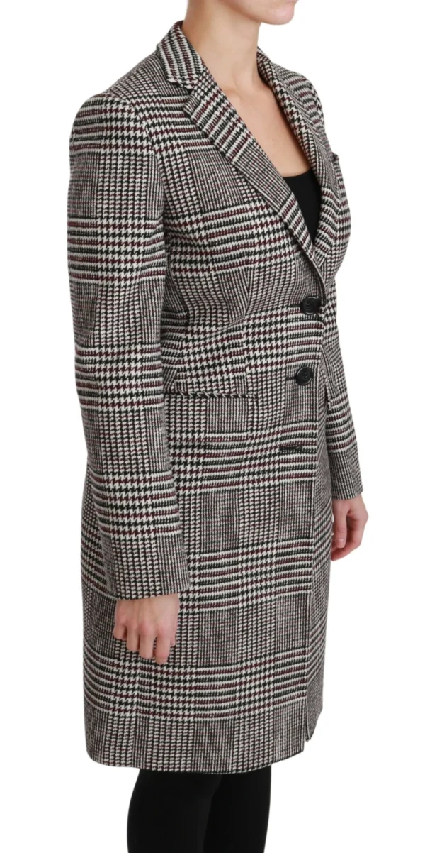 Dolce & Gabbana Women's Elegant Multicolor Checked Knee-Length Jacket Coat
