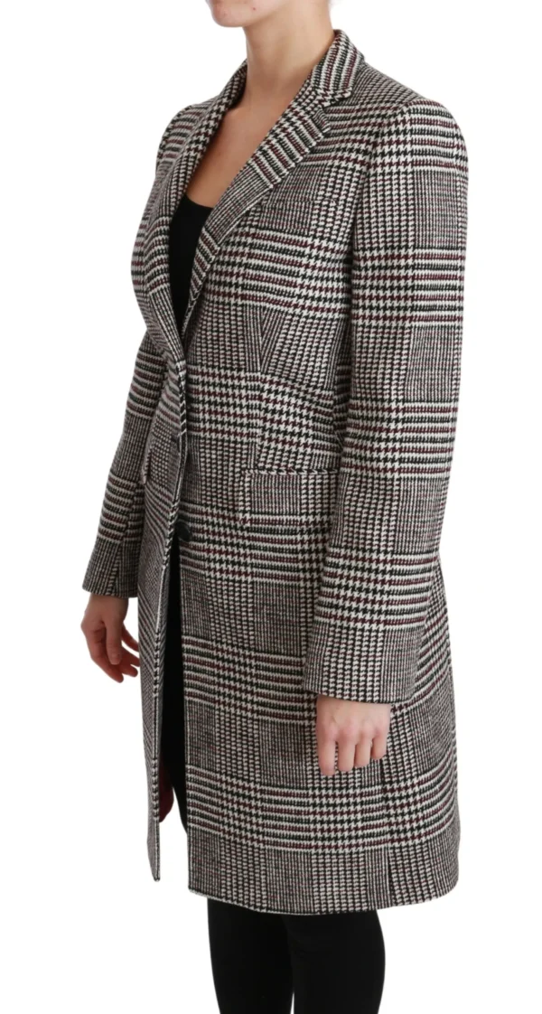 Dolce & Gabbana Women's Elegant Multicolor Checked Knee-Length Jacket Coat