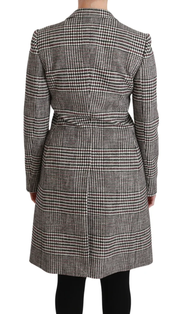 Dolce & Gabbana Women's Elegant Multicolor Checked Knee-Length Jacket Coat