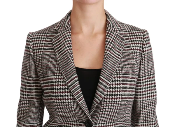 Dolce & Gabbana Women's Elegant Multicolor Checked Knee-Length Jacket Coat