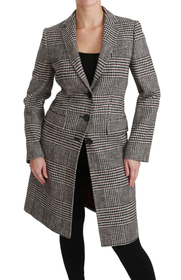 Dolce & Gabbana Women's Elegant Multicolor Checked Knee-Length Jacket Coat