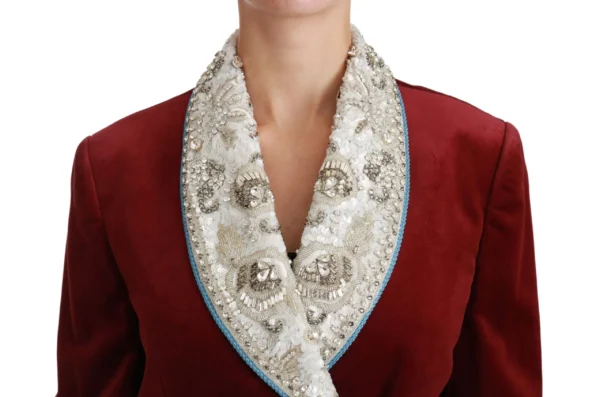 Dolce & Gabbana Women's Opulent Red Baroque Detail Blazer