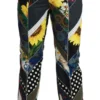Dolce & Gabbana Women's Elegant High Waist Multicolor Straight Pants