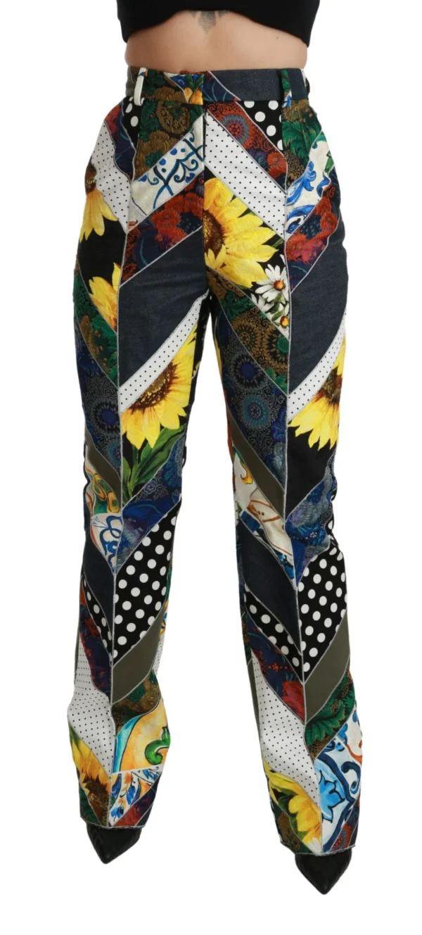 Dolce & Gabbana Women's Elegant High Waist Multicolor Straight Pants