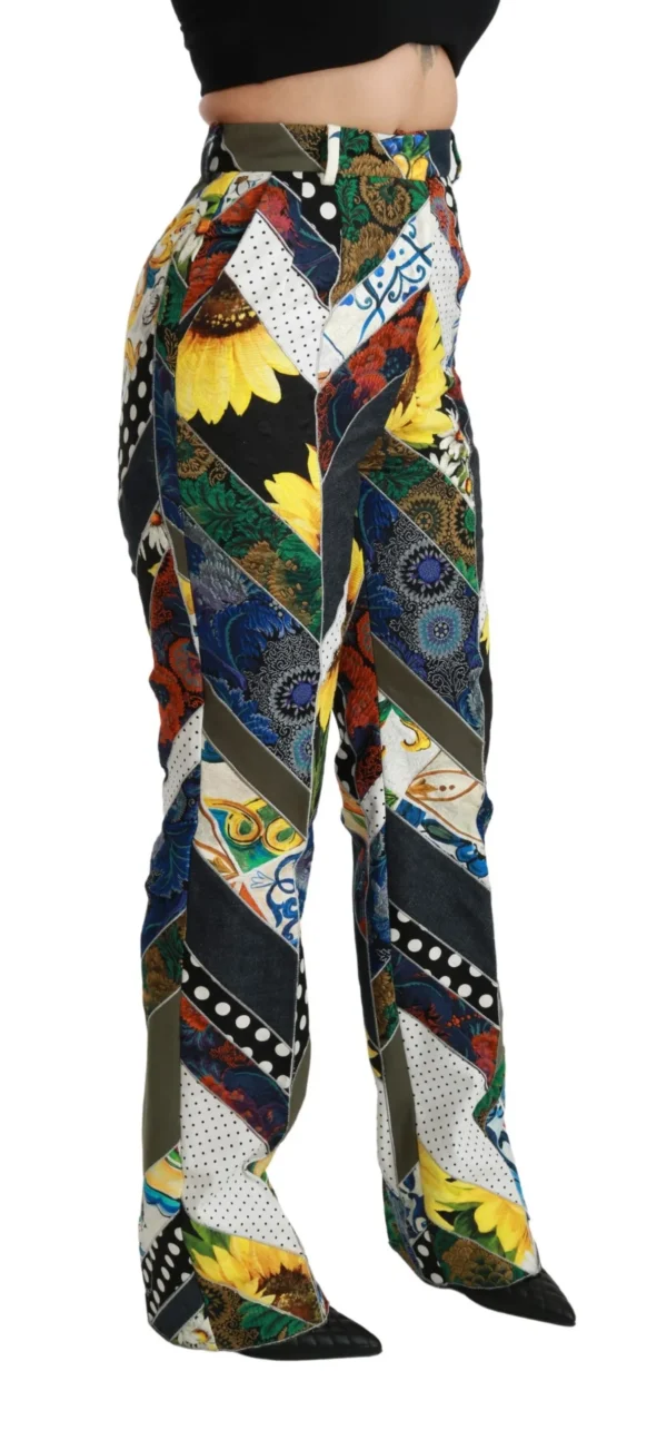 Dolce & Gabbana Women's Elegant High Waist Multicolor Straight Pants