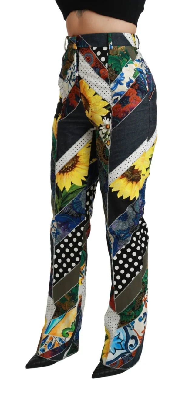 Dolce & Gabbana Women's Elegant High Waist Multicolor Straight Pants